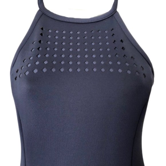 Lilly Pulitzer Aurelie Midi Halter Dress Laser Cut Details - True Navy XXS - Picture 5 of 10